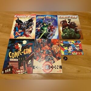 SDCC 2010, 2011, 2012, 2015, 2018 Souvenir Book, 2010 Adult Swim comic book+ pin